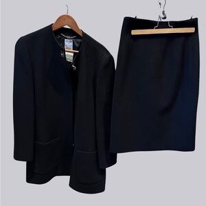 CELINE Wool Black Women's Jacket & Skirt suit, FR Sz 42